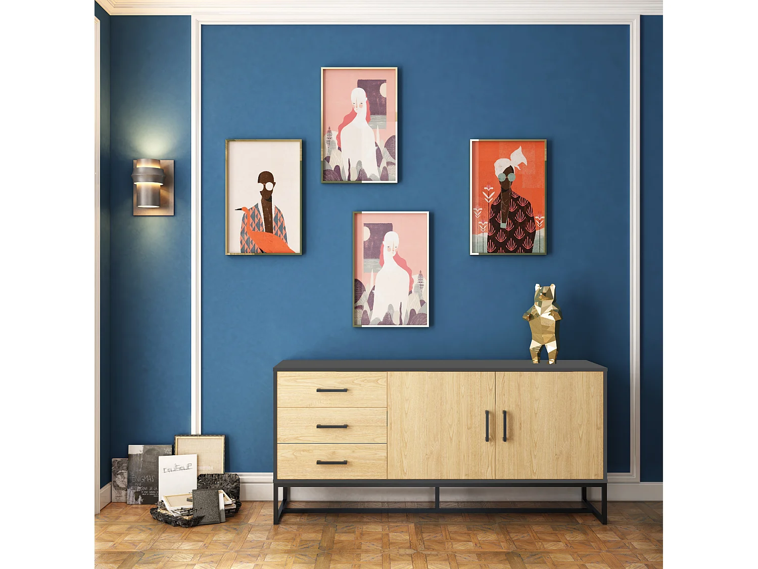 Buffet industriel avec 3 tiroirs DETROIT