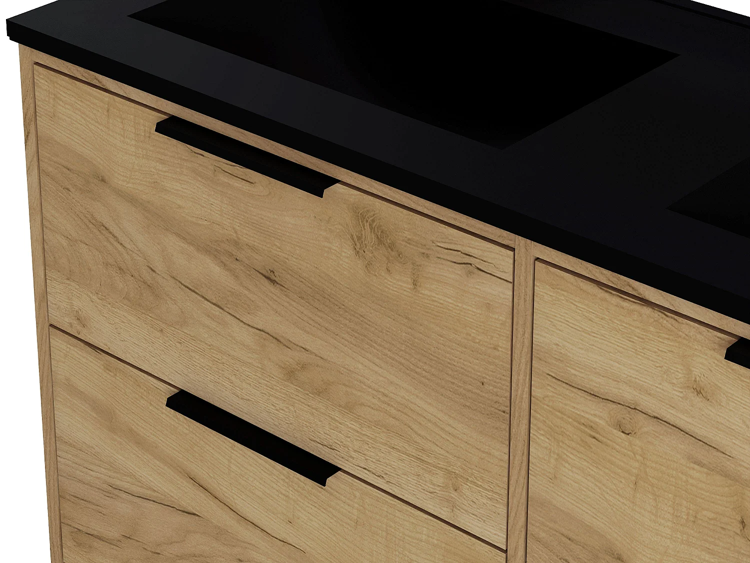 Meuble de Salle de Bain coloris Chêne rustique - Longueur 122 x Profondeur 46 x Hauteur 87 cm