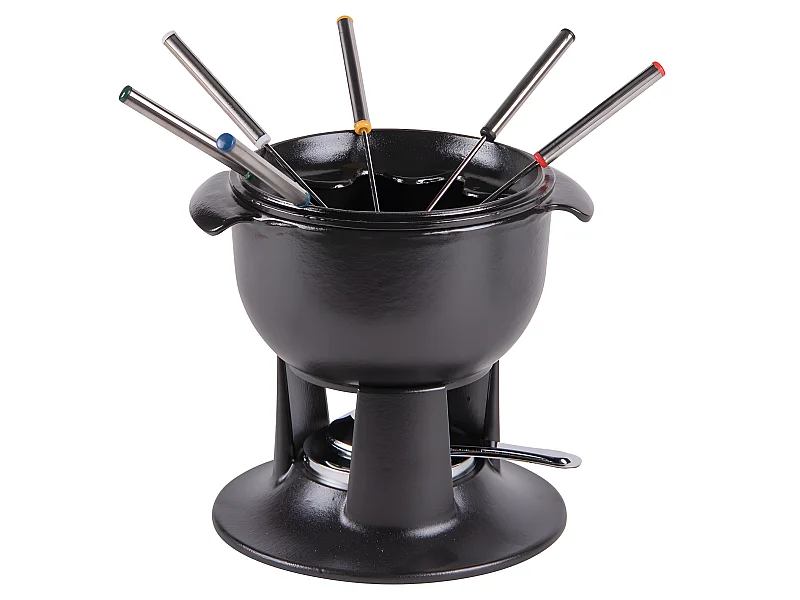 Service à fondue tulipe noir 21 cm