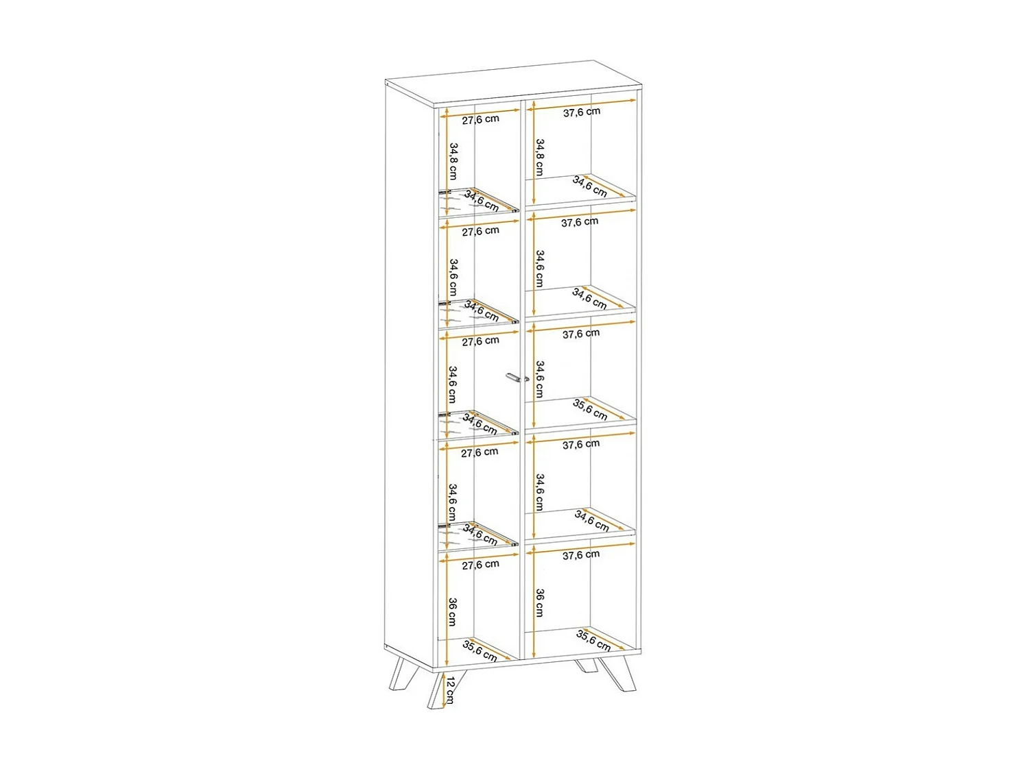 Hoge design vitrinekast NIELSEN - 2 deuren met geïntegreerde LED-verlichting