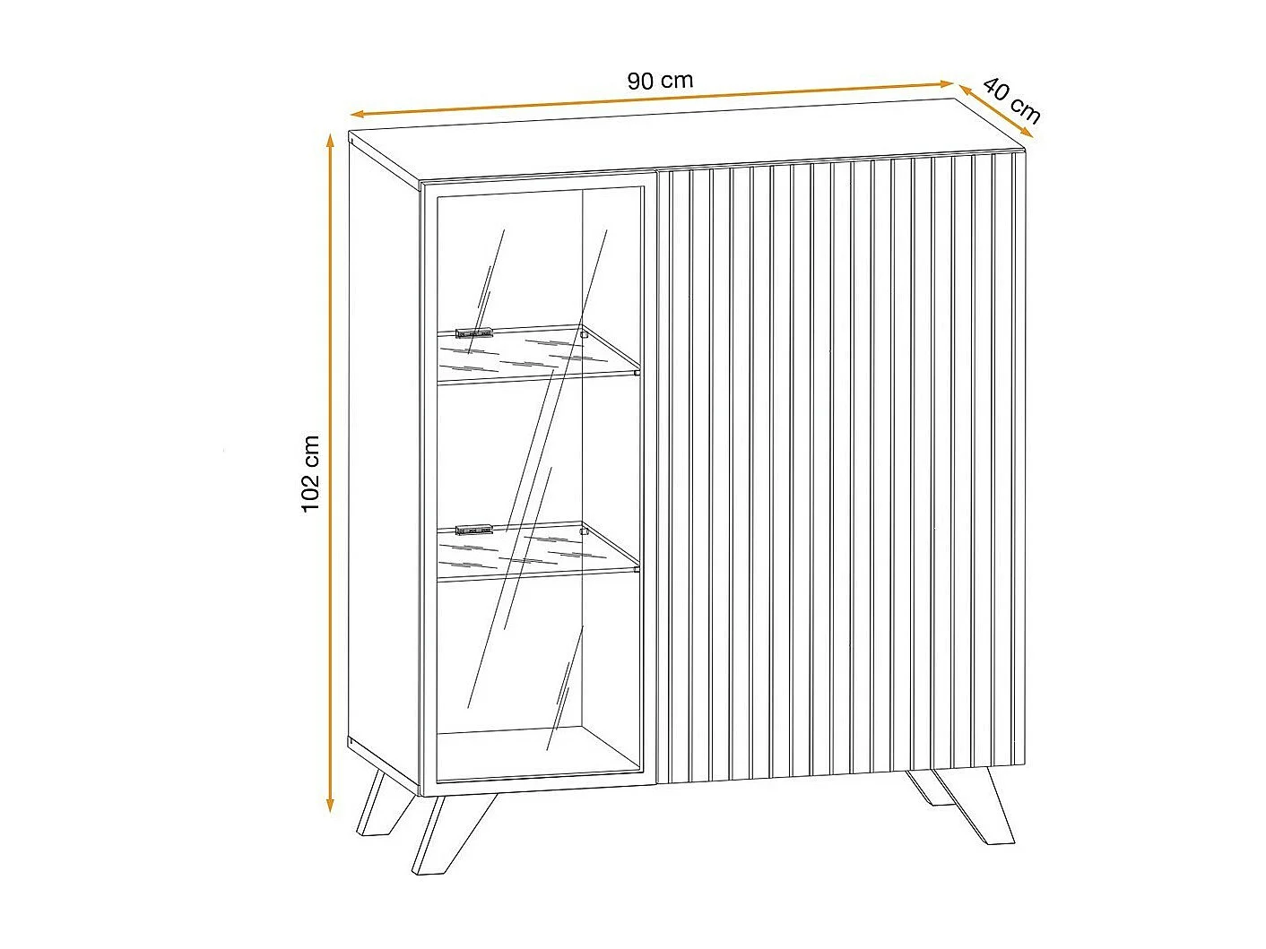 Design-Niedrigvitrine NIELSEN – 2 Türen mit integrierter LED-Beleuchtung