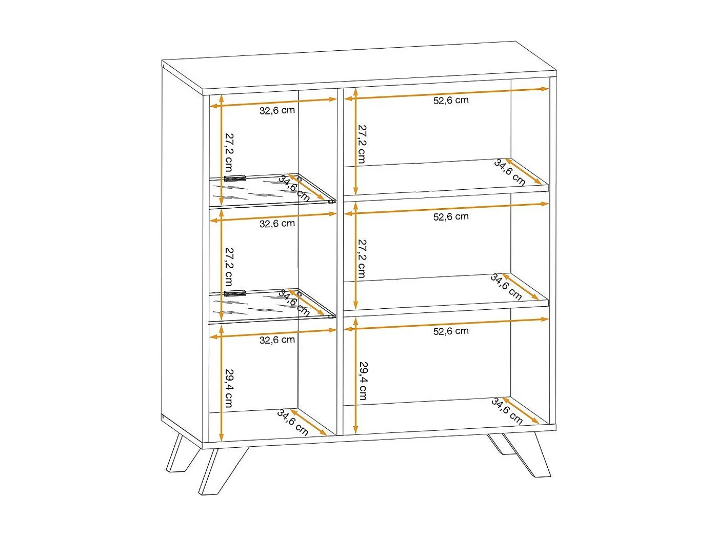Design lage vitrine NIELSEN - 2 deuren met ingebouwde LED-verlichting