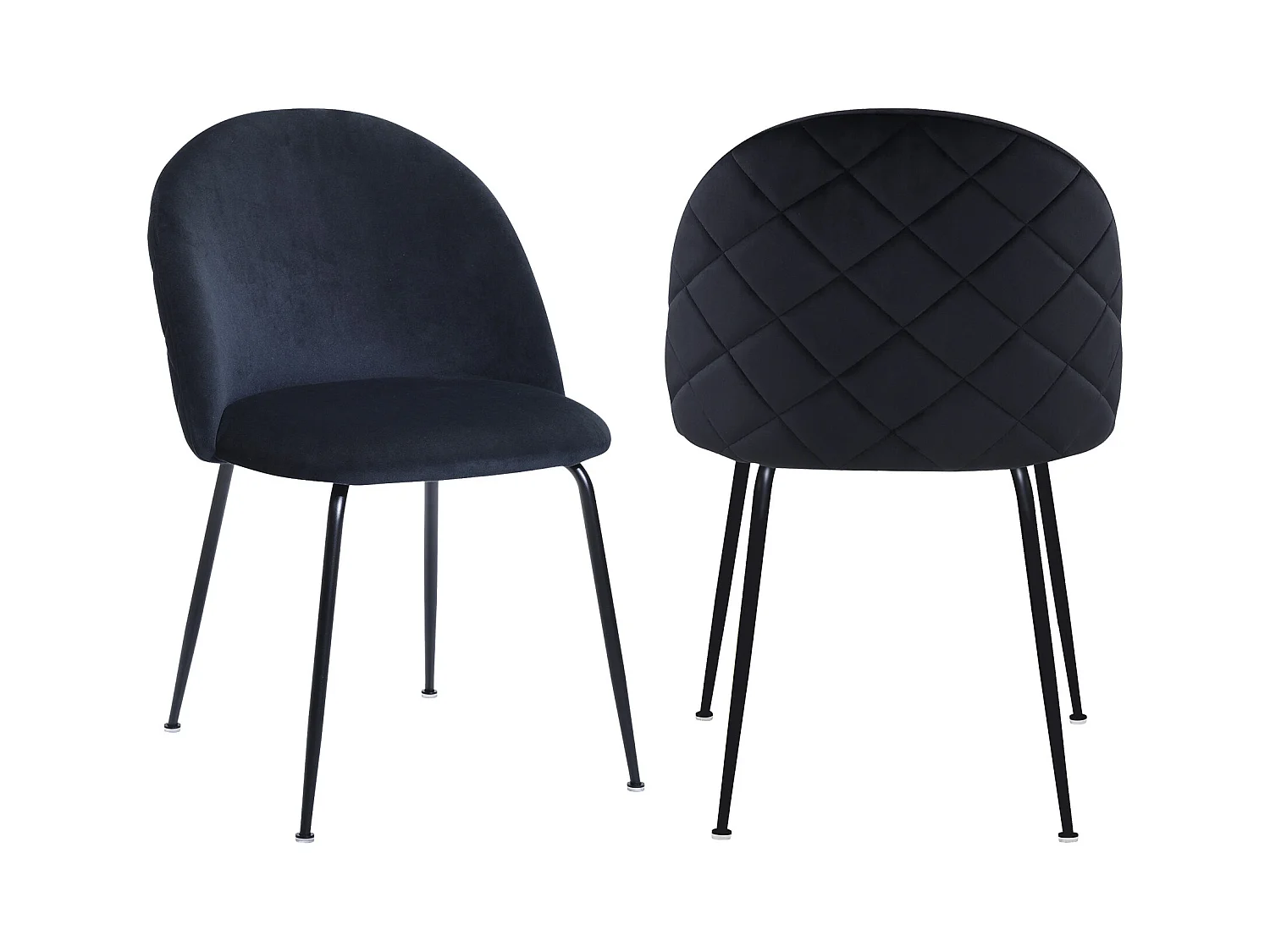 Stuhl 2er-Set - Samt & Edelstahl - Schwarz - MELBOURNE