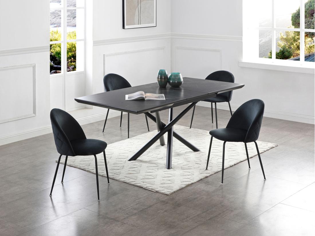 vente unique Lot de 2 chaises en velours et acier inoxydable - Noir - MELBOURNE