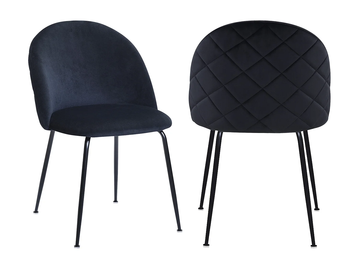 Lot de 2 chaises en velours et acier inoxydable - Noir - MELBOURNE