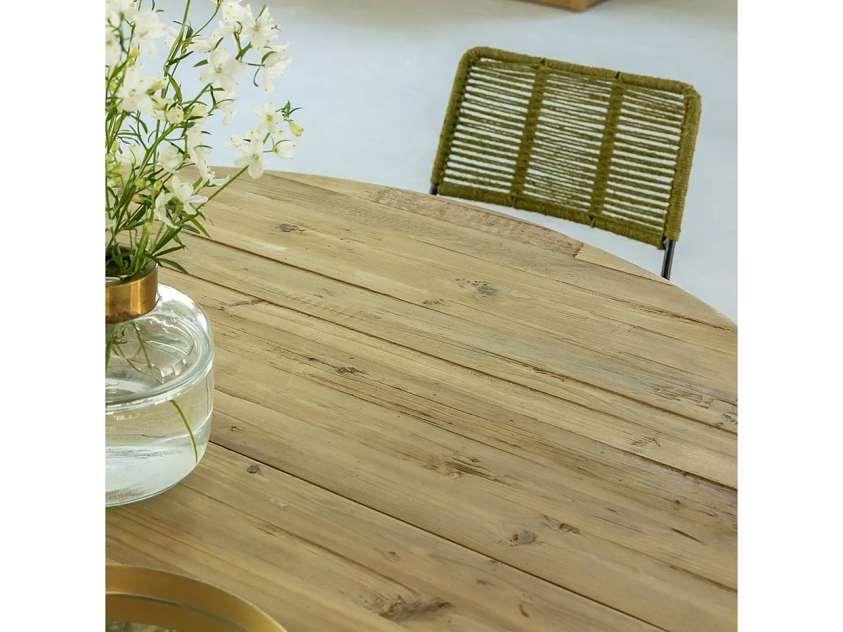 Table à manger avec allonges en bois recyclé Garance