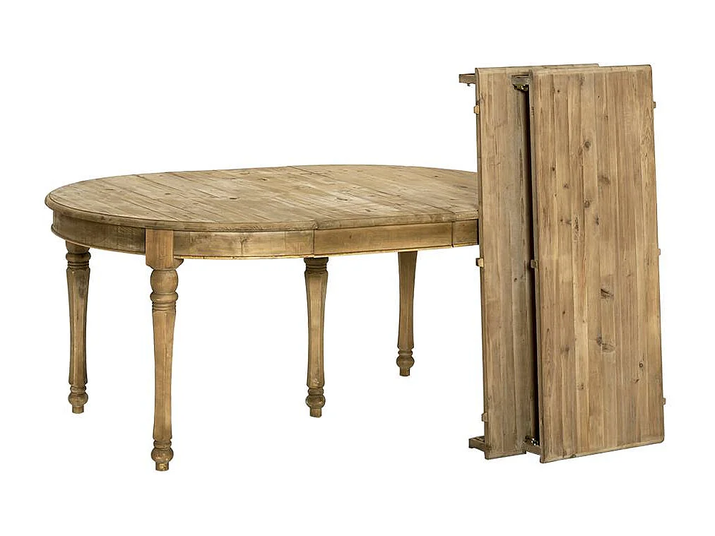 Table à manger avec allonges en bois recyclé Garance