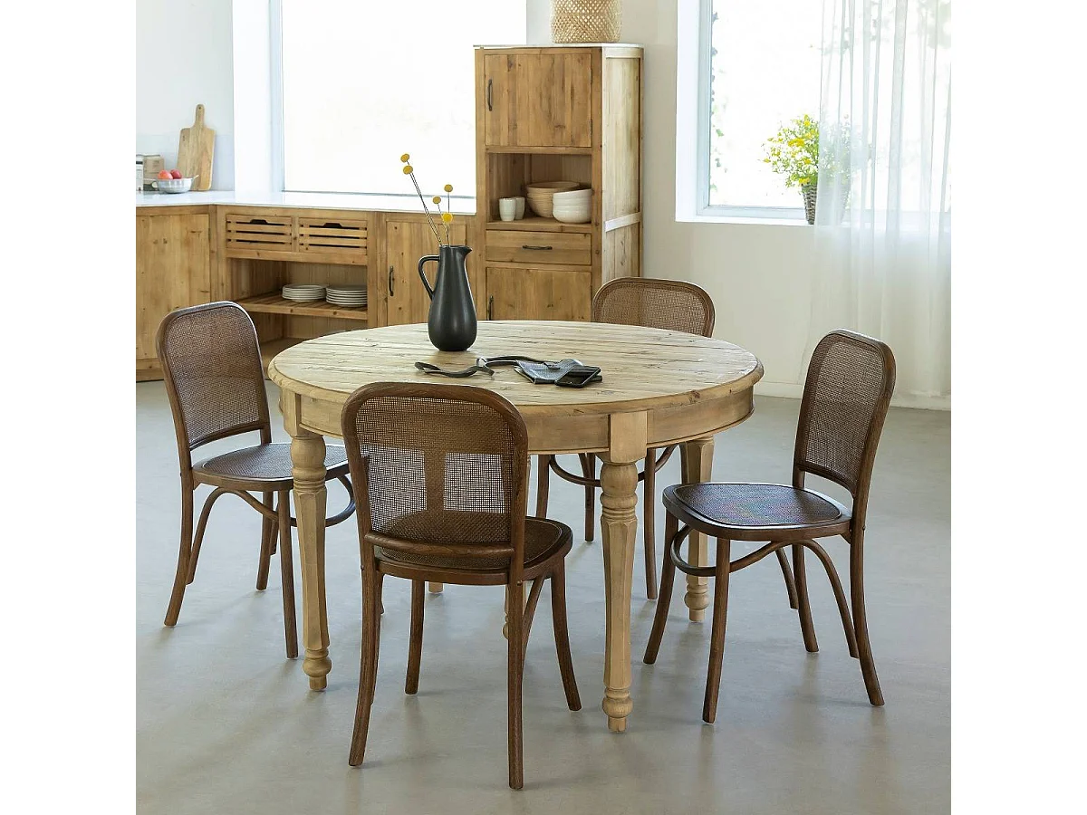 Table à manger avec allonges en bois recyclé Garance