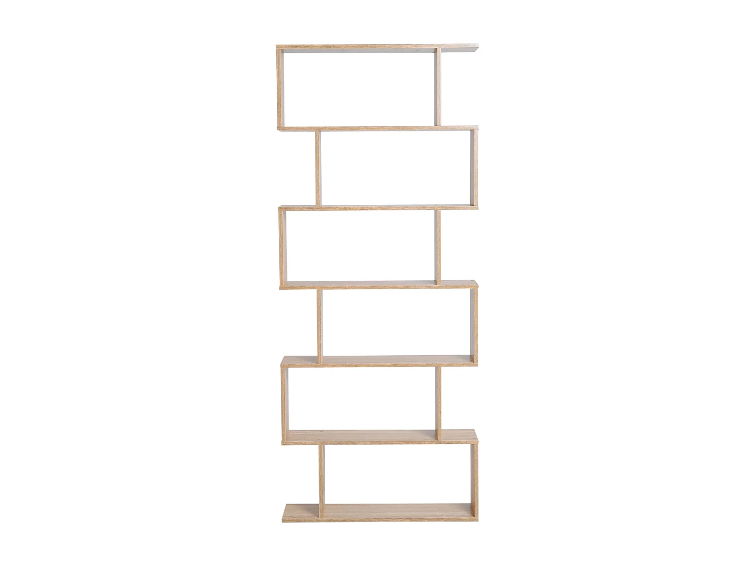 Bibliothèque étagère zig zag design contemporain 80L x 23l x 192H cm 6 niveaux coloris chêne clair