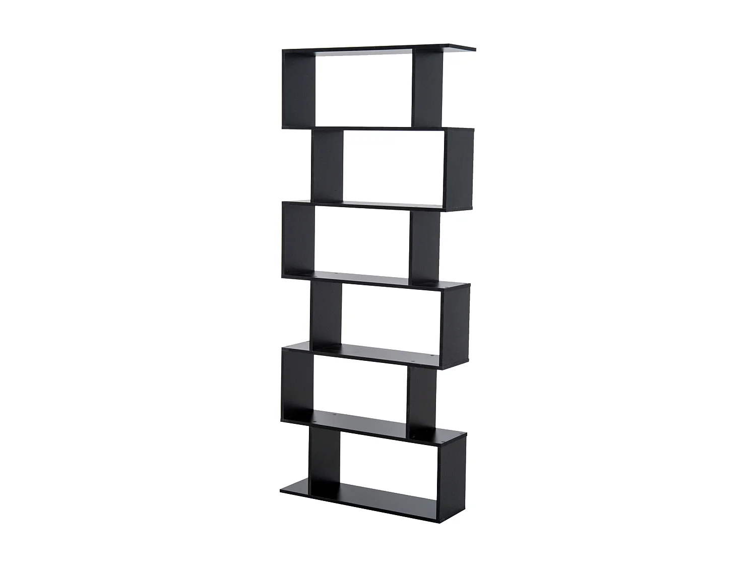 Bibliothèque étagère zig zag design contemporain 80L x 23l x 192H cm 6 niveaux noir