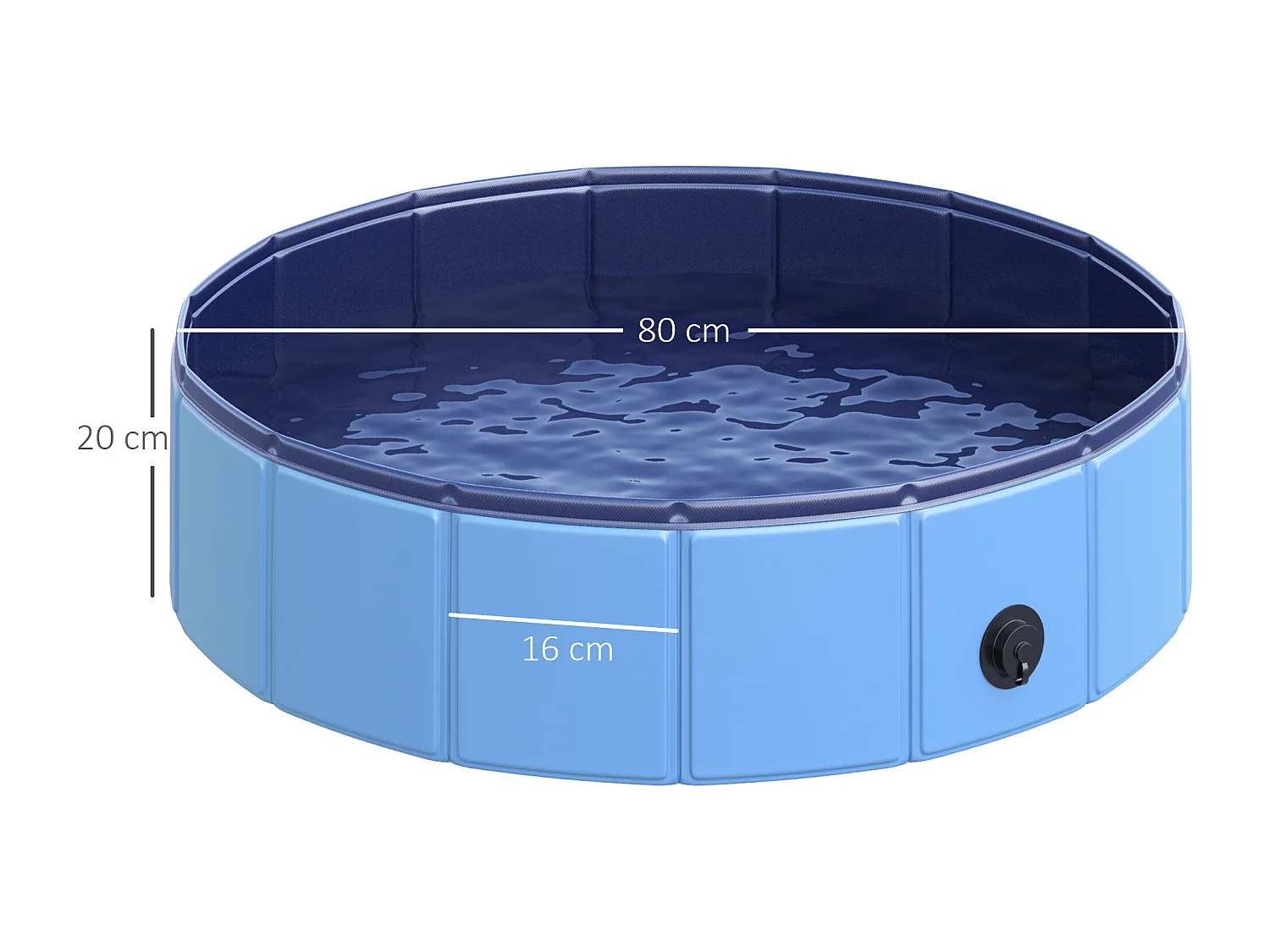 Piscine pour chien bassin PVC pliable anti-glissant facile à nettoyer diamètre 80 hauteur 20 cm bleu