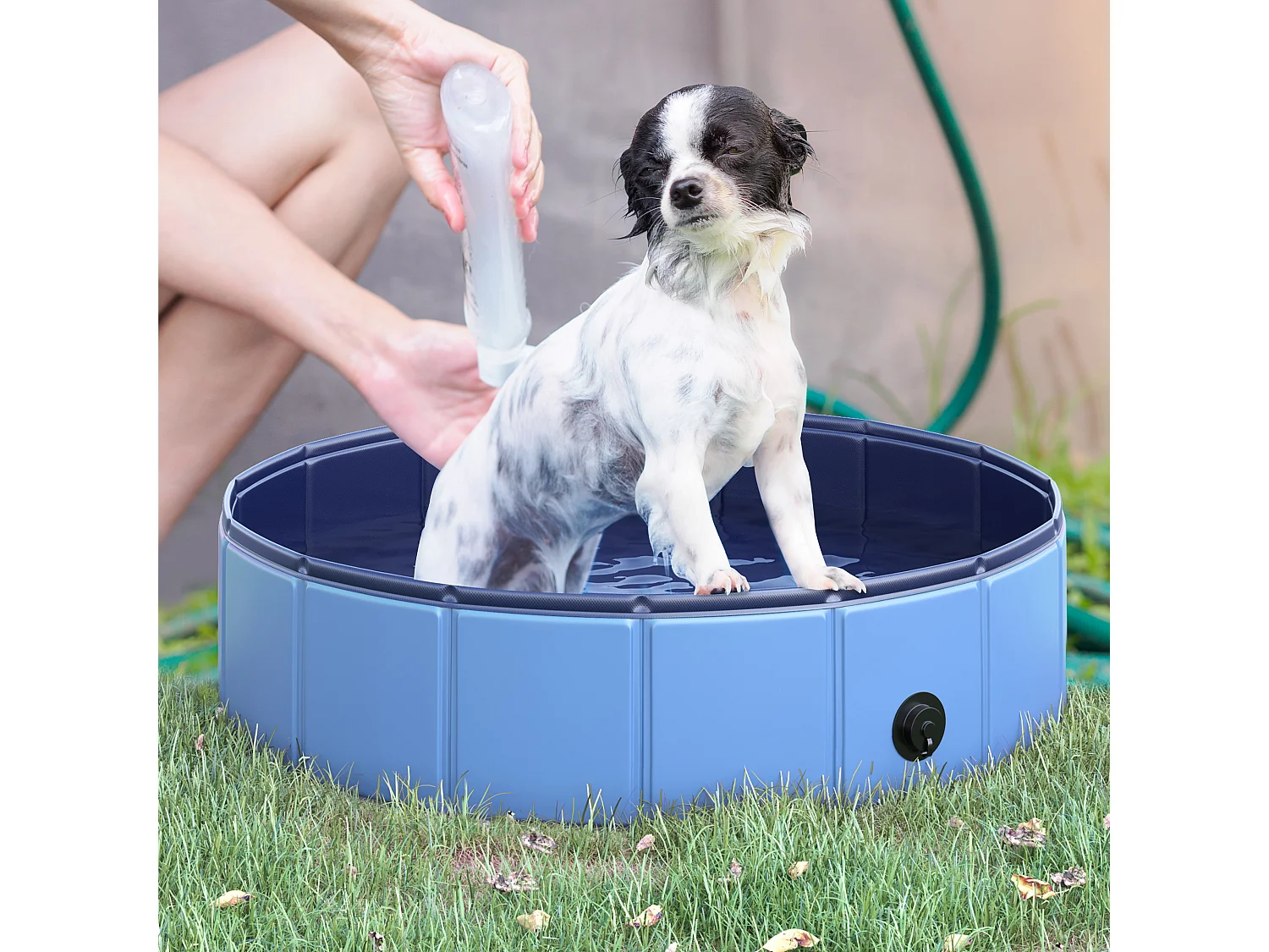 Piscine pour chien bassin PVC pliable anti-glissant facile à nettoyer diamètre 80 hauteur 20 cm bleu