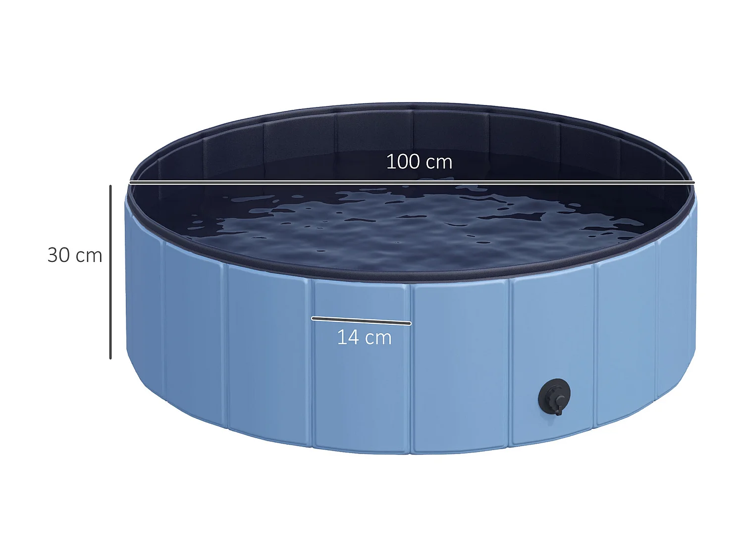 Piscine pour chien bassin PVC pliable anti-glissant facile à nettoyer diamètre 100 cm hauteur 30 cm bleu