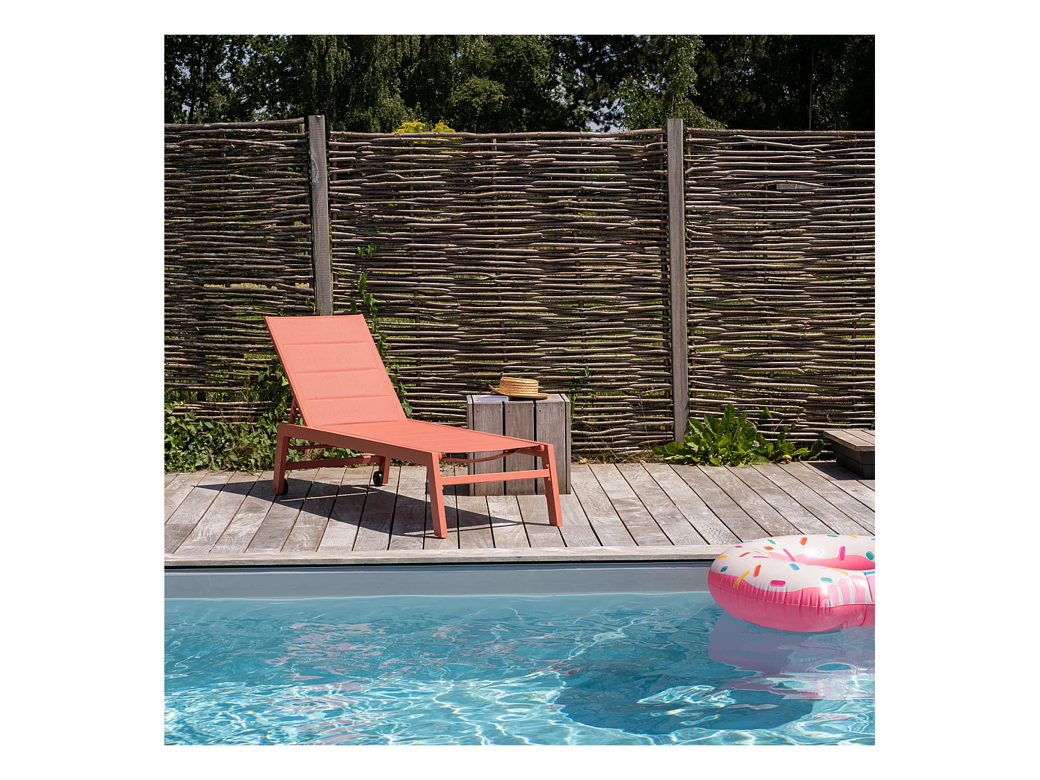 Bain de soleil BARBADOS en textilène terracotta - aluminium terracotta - HAPPY GARDEN