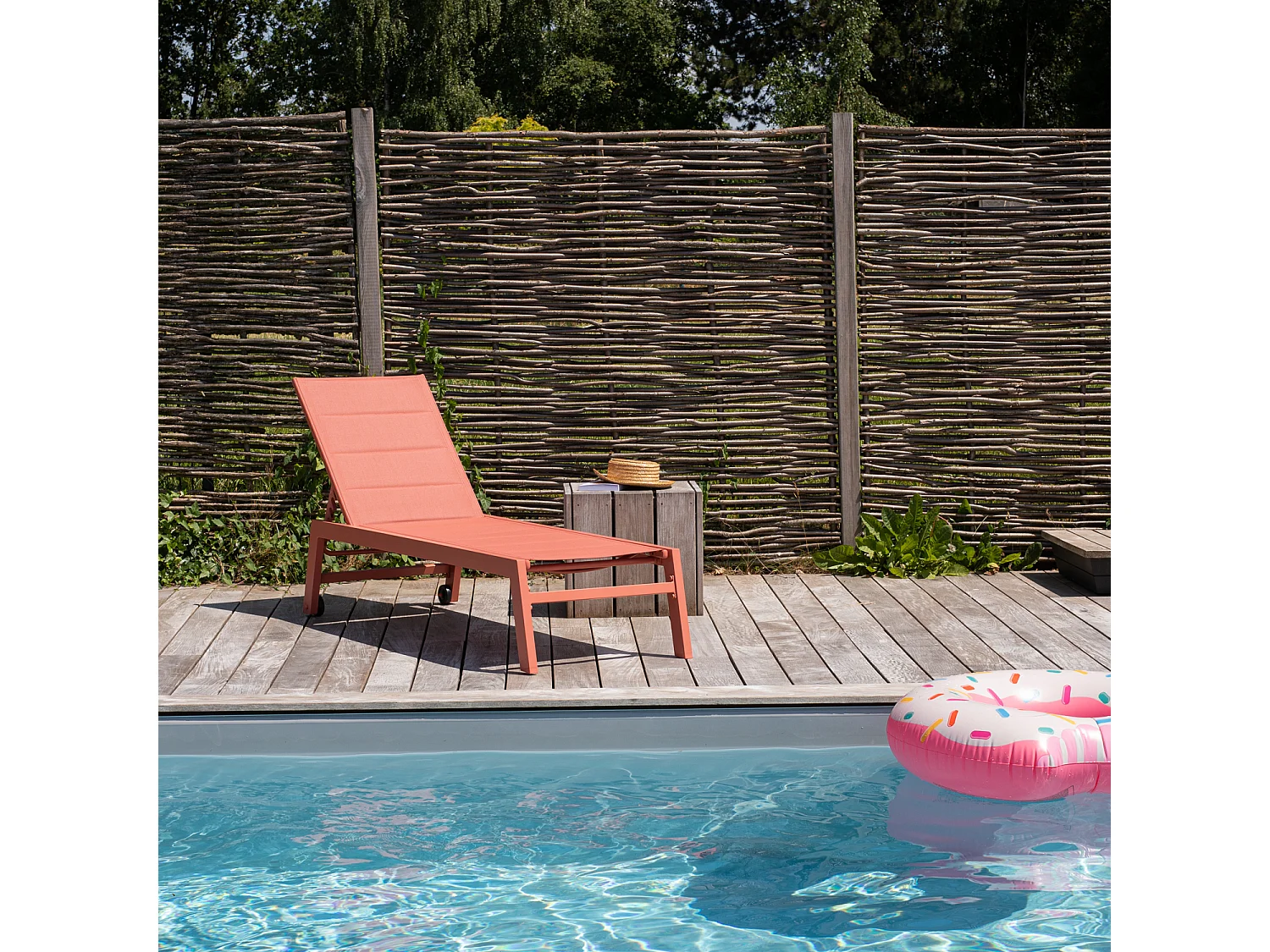 BARBADOS ligstoel in textilene terracotta - aluminium terracotta