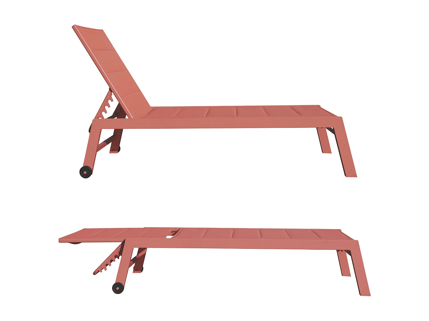 BARBADOS ligstoel in textilene terracotta - aluminium terracotta