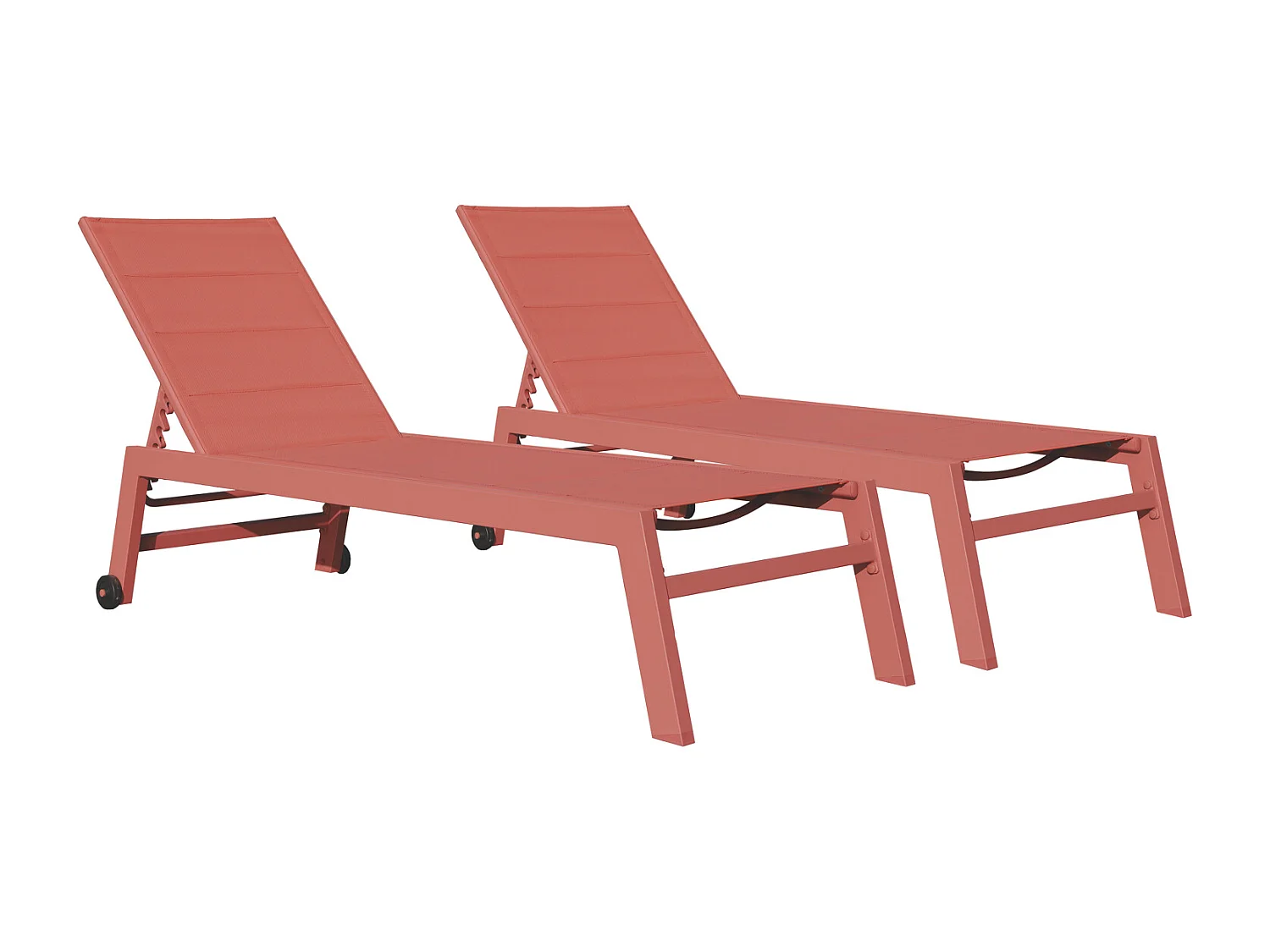 Set van 2 BARBADOS ligbedden in textilene terracotta - aluminium terracotta