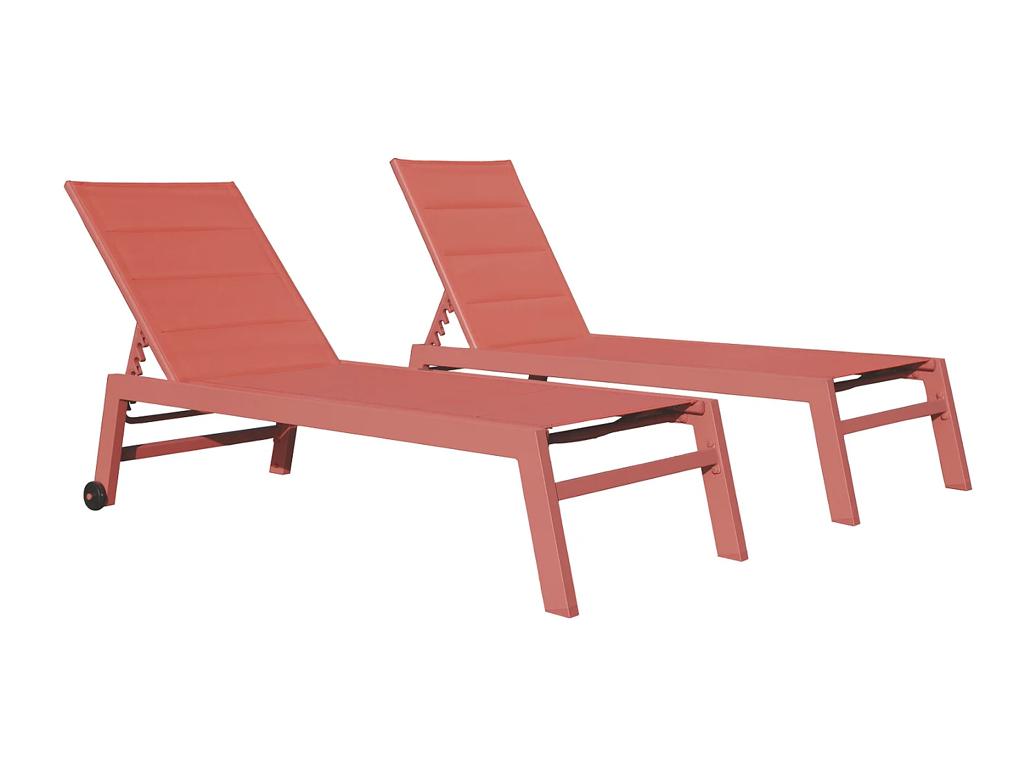 Lote de 2 tumbonas BARBADOS en textileno terracota aluminio terracota