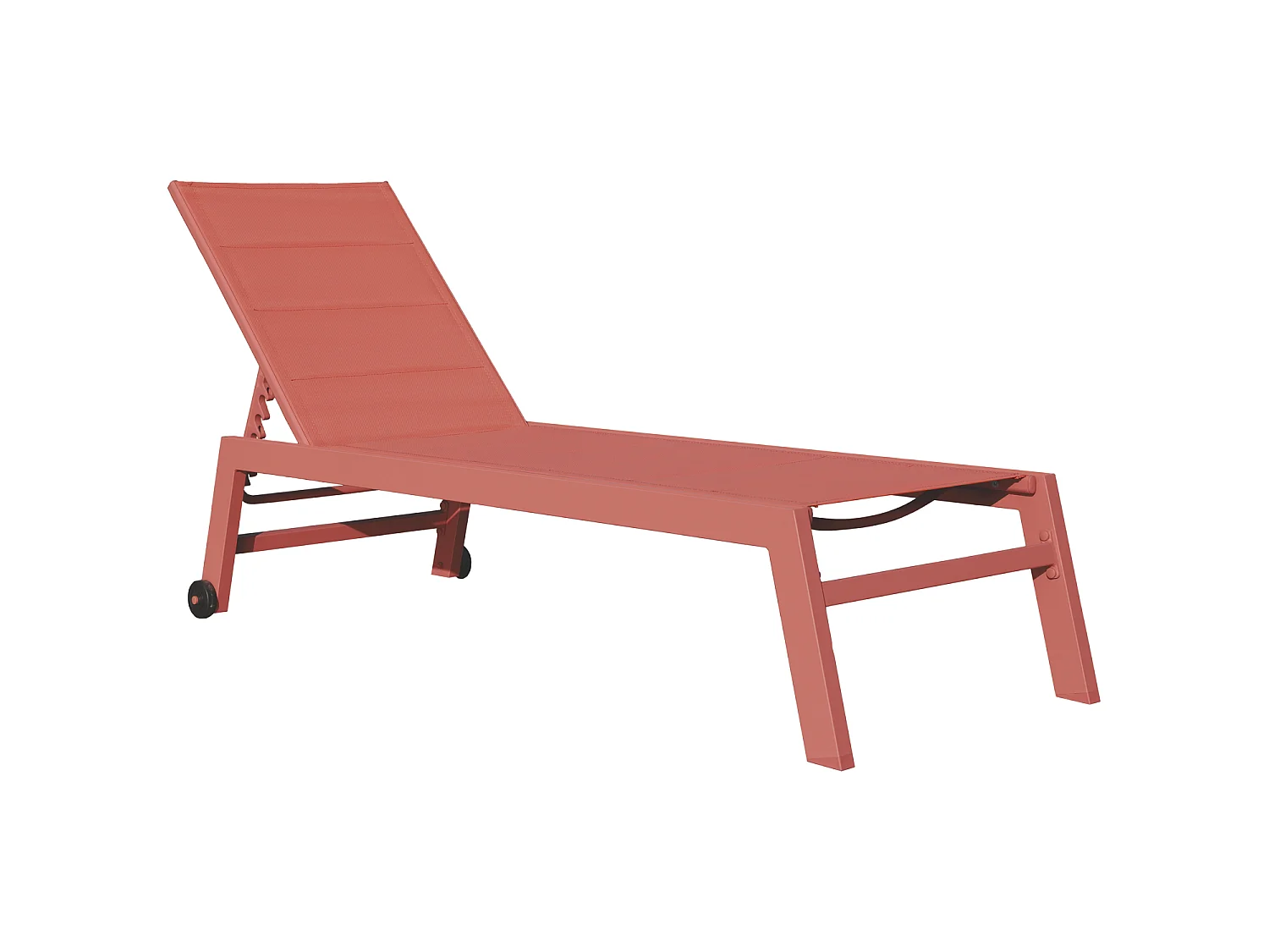 Lot de 2 bains de soleil BARBADOS en textilène terracotta - aluminium terracotta - HAPPY GARDEN