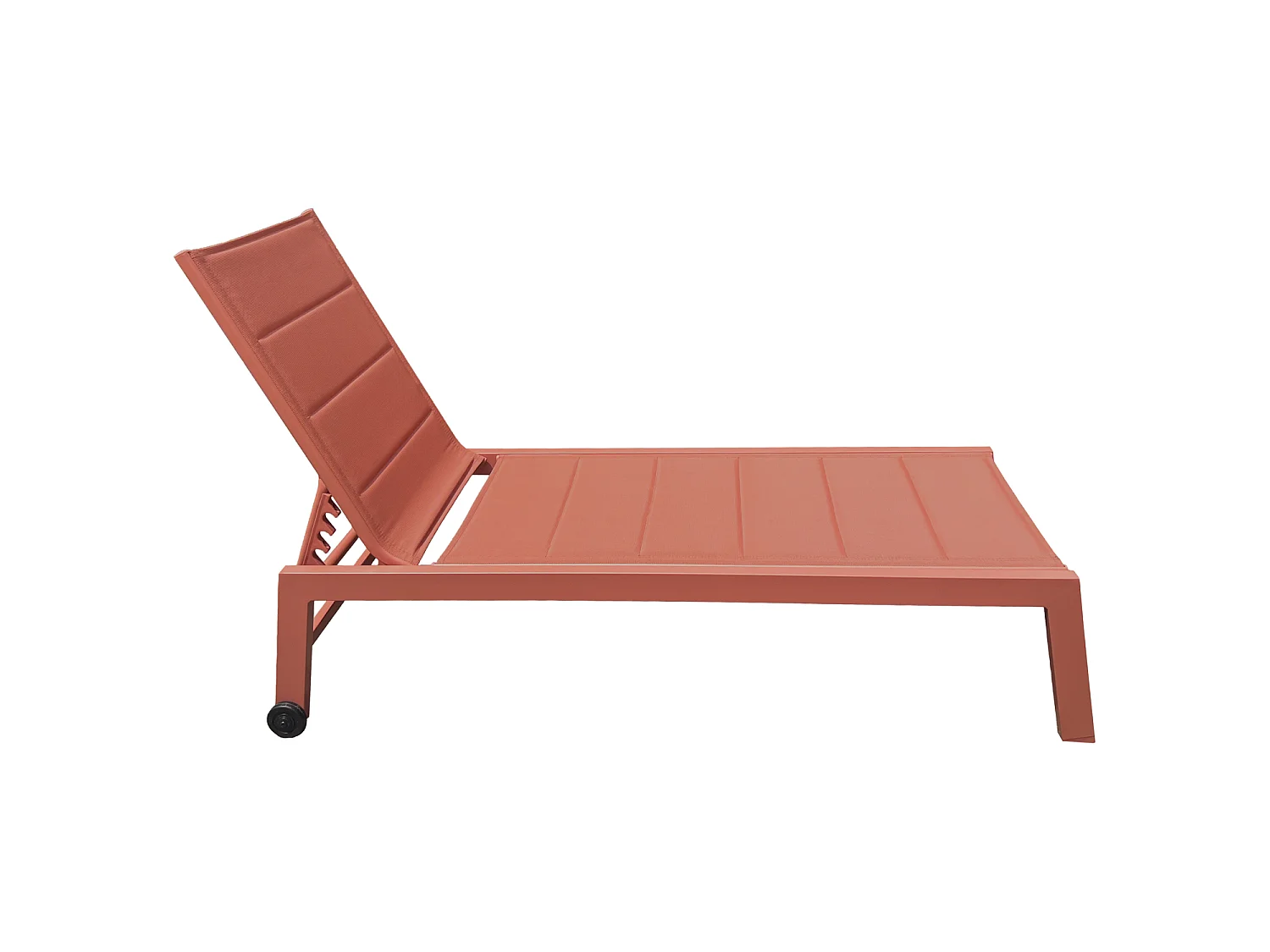 Lot de 2 bains de soleil BARBADOS en textilène terracotta - aluminium terracotta - HAPPY GARDEN