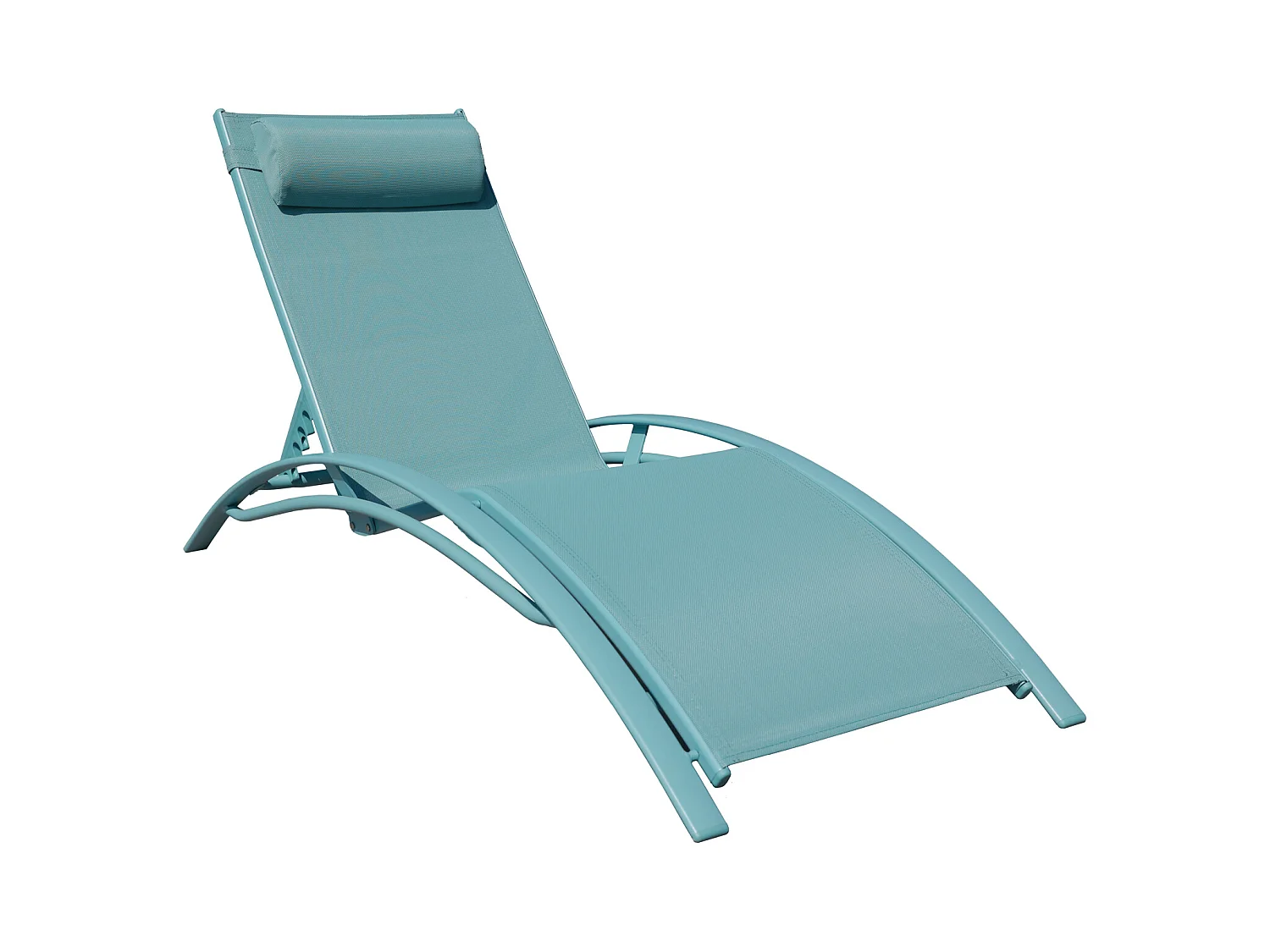 Lot de 2 transats GALAPAGOS en textilène bleu clair - aluminium bleu clair - HAPPY GARDEN