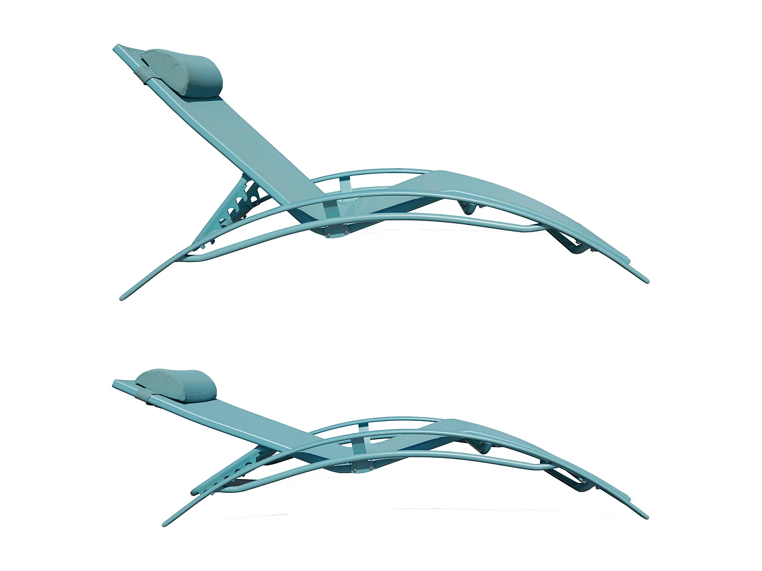 Set van 2 GALAPAGOS ligstoelen in lichtblauw textilene - lichtblauw aluminium