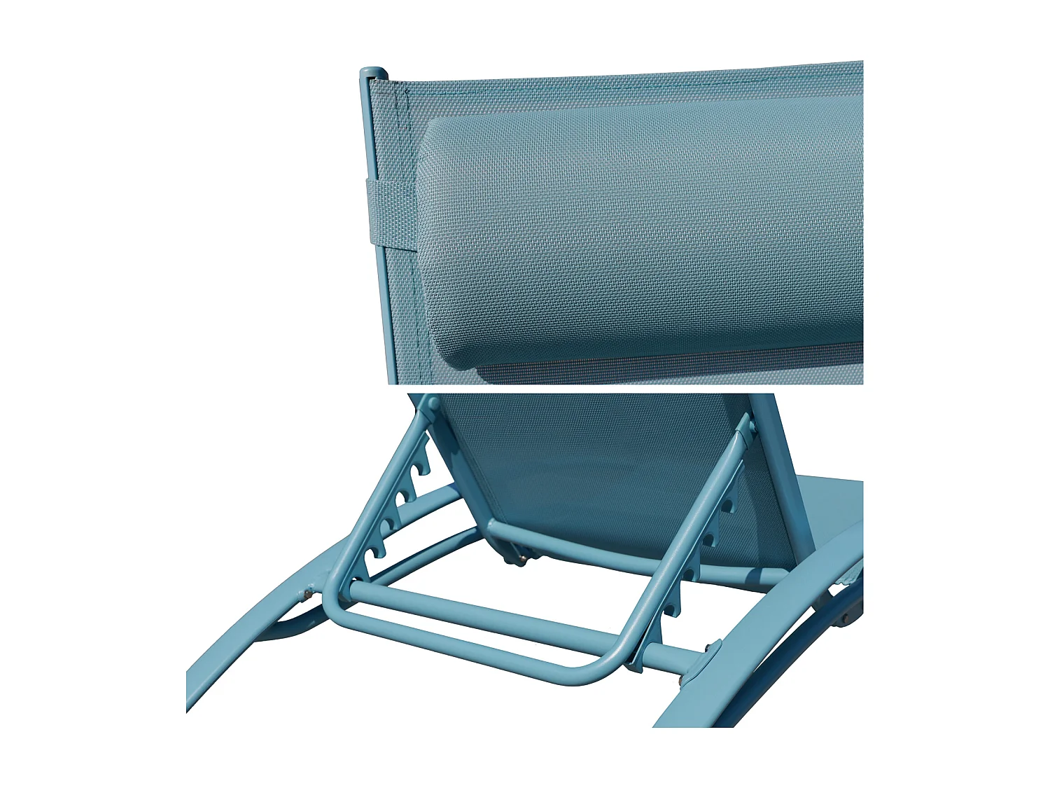 Set van 2 GALAPAGOS ligstoelen in lichtblauw textilene - lichtblauw aluminium