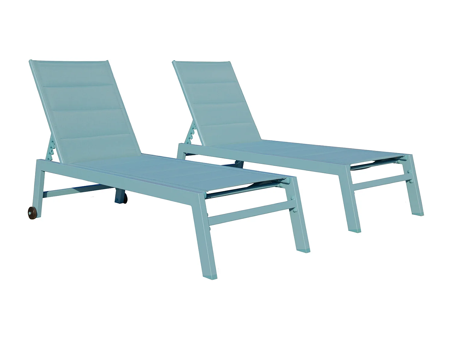 Set di 2 lettini BARBADOS in textilene azzurro - alluminio azzurro - HAPPY GARDEN