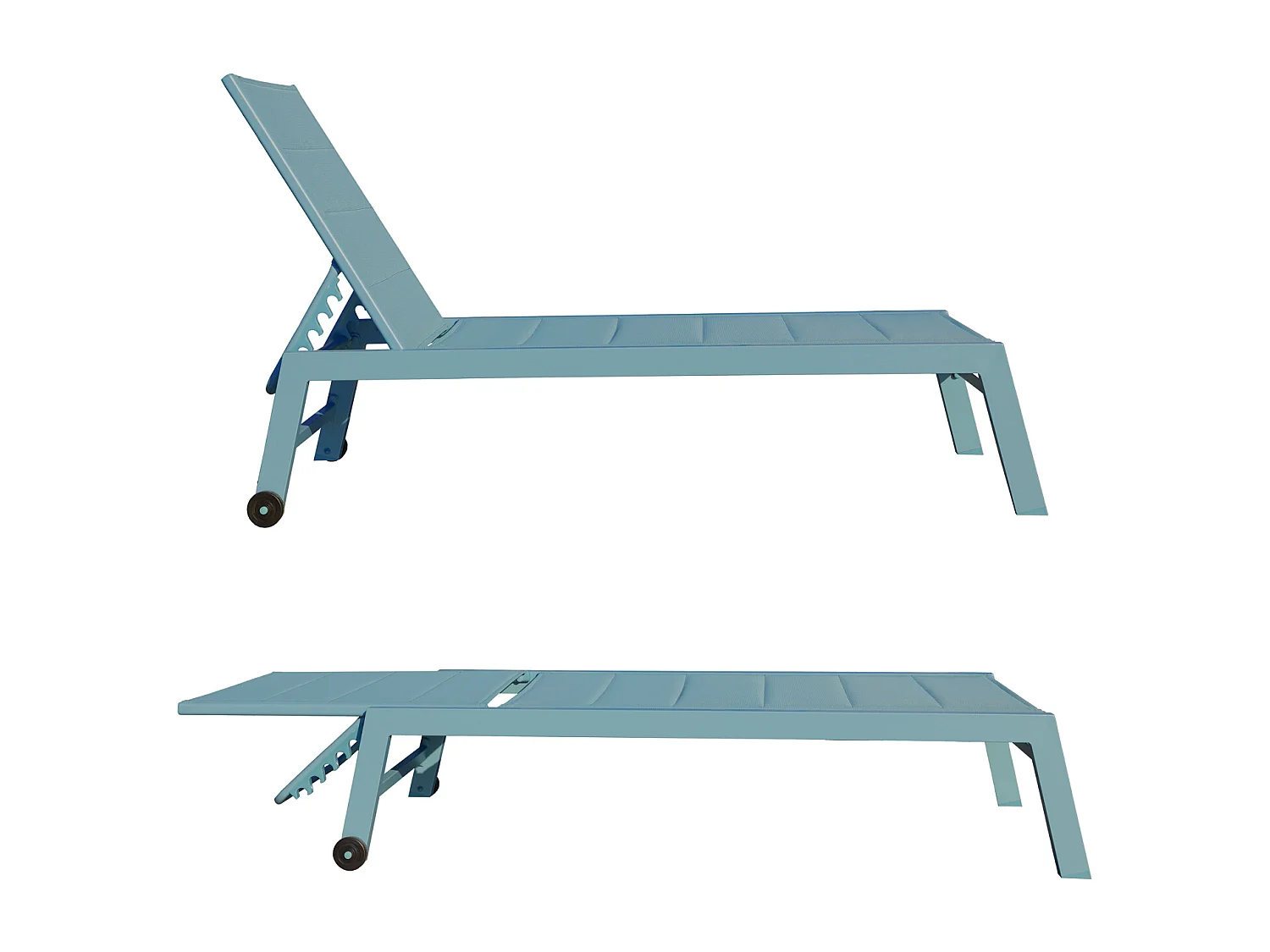 Set di 2 lettini BARBADOS in textilene azzurro - alluminio azzurro - HAPPY GARDEN