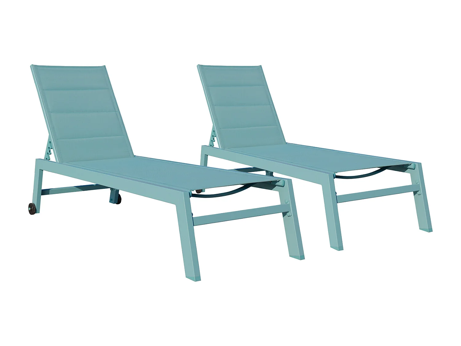 Lot de 2 bains de soleil BARBADOS en textilène bleu clair - aluminium bleu clair - HAPPY GARDEN