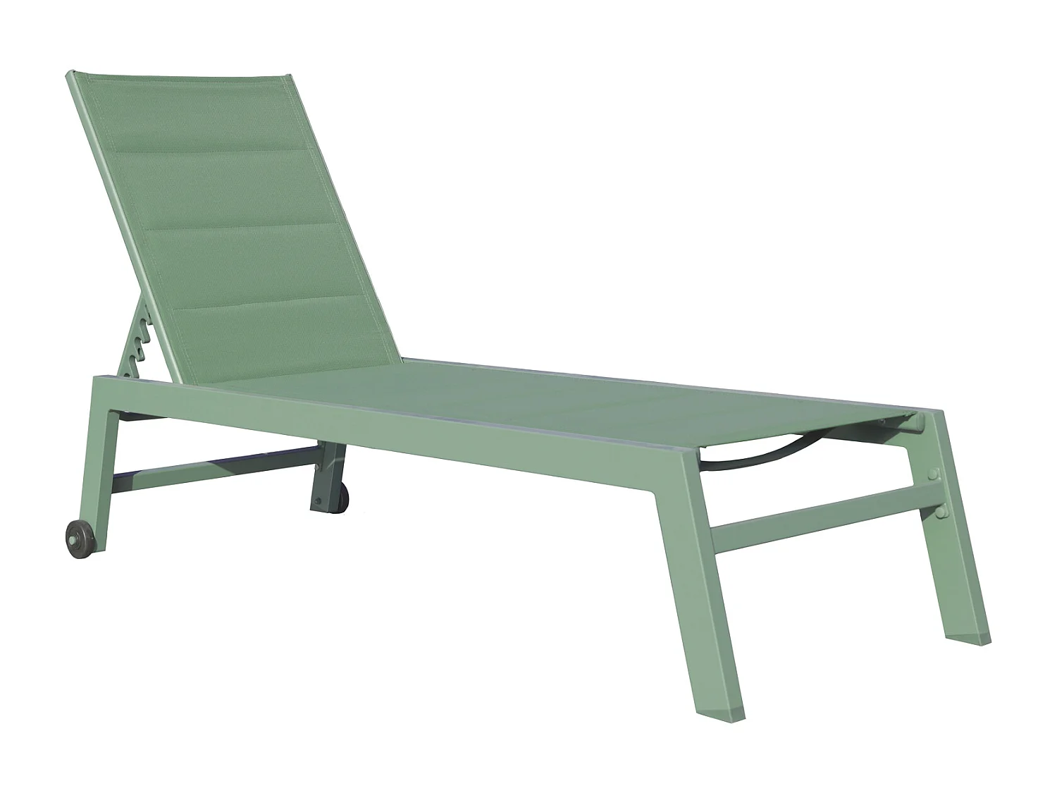 Lot de 2 bains de soleil BARBADOS en textilène vert sauge - aluminium vert sauge - HAPPY GARDEN