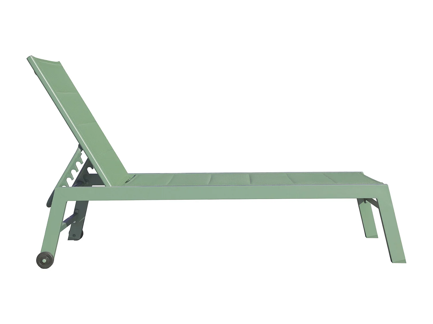 Lot de 2 bains de soleil BARBADOS en textilène vert sauge - aluminium vert sauge - HAPPY GARDEN