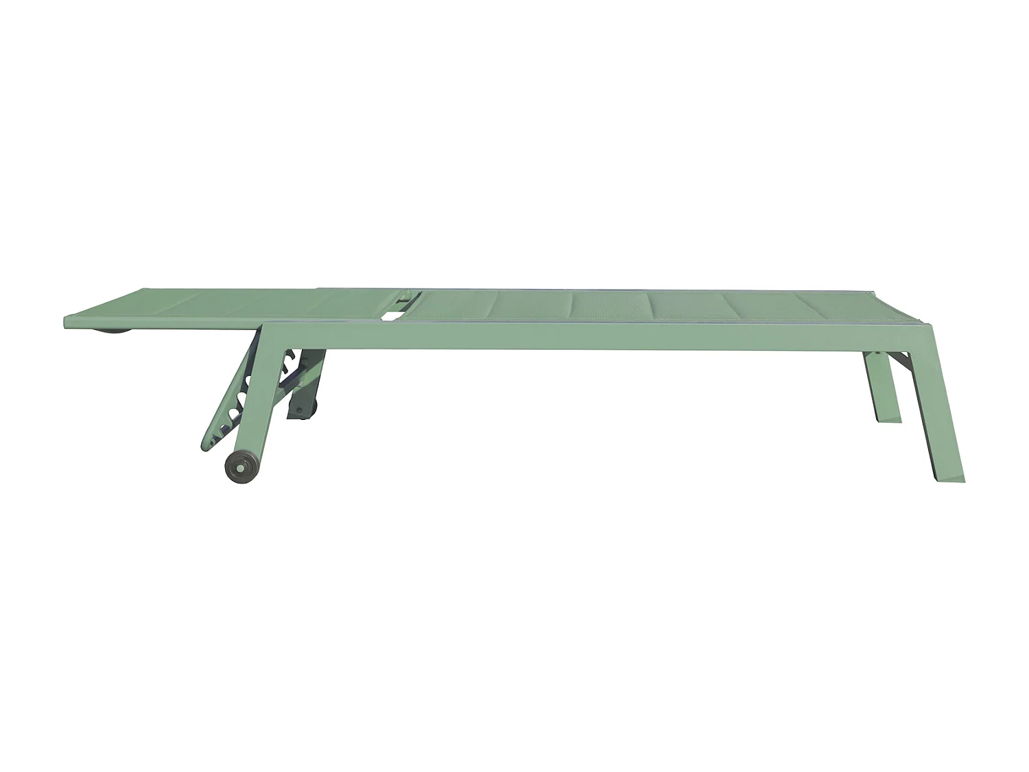 Lot de 2 bains de soleil BARBADOS en textilène vert sauge - aluminium vert sauge - HAPPY GARDEN