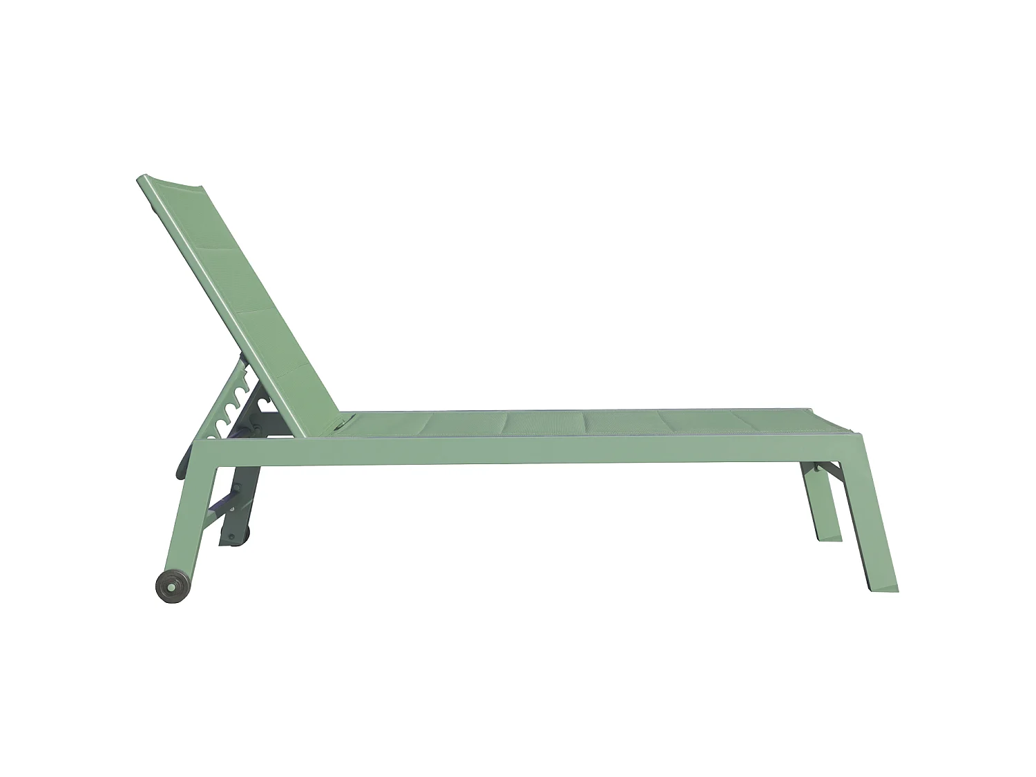 Lot de 2 bains de soleil BARBADOS en textilène vert sauge - aluminium vert sauge - HAPPY GARDEN