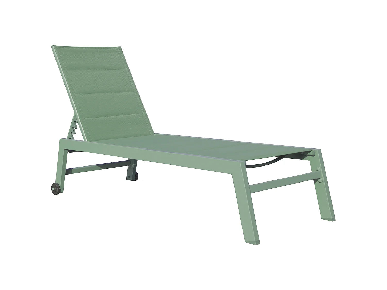 Lot de 2 bains de soleil BARBADOS en textilène vert sauge - aluminium vert sauge - HAPPY GARDEN