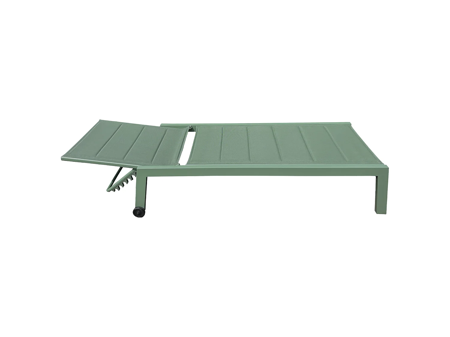 Lot de 2 bains de soleil BARBADOS en textilène vert sauge - aluminium vert sauge - HAPPY GARDEN