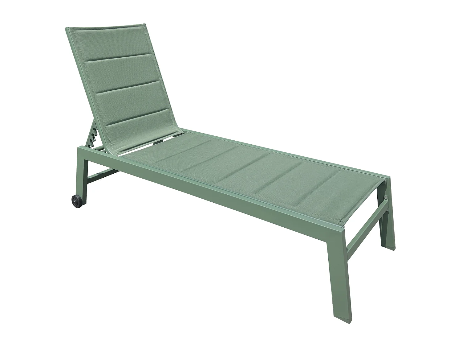 Lot de 2 bains de soleil BARBADOS en textilène vert sauge - aluminium vert sauge - HAPPY GARDEN