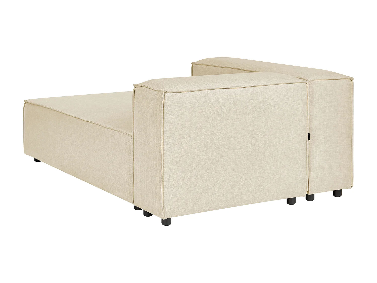 Sofá de canto modular APRICA Linho sintético Creme com repousa-pés 3 lugares à direita