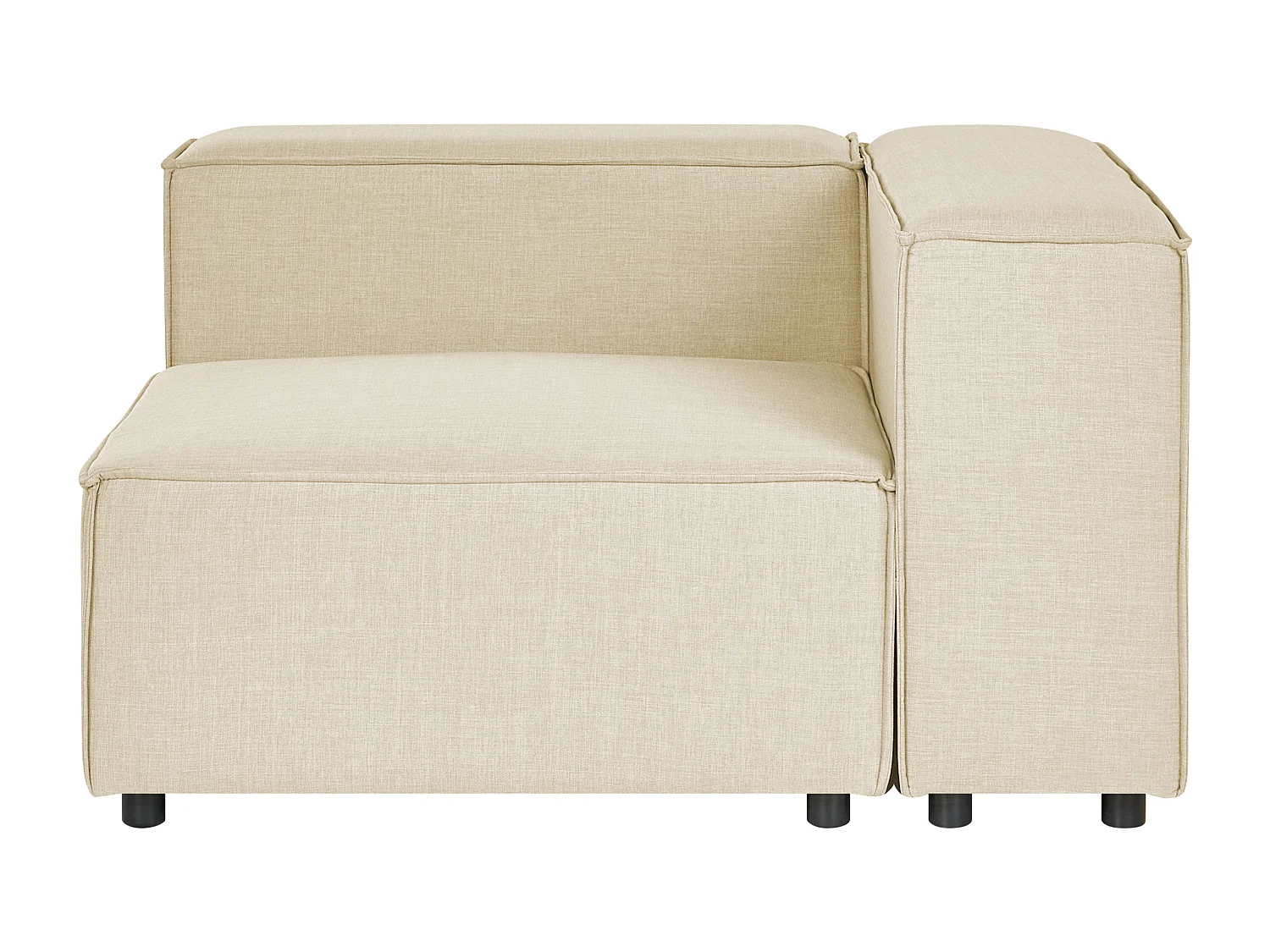 Sofá de canto modular APRICA Linho sintético Creme com repousa-pés 3 lugares à direita