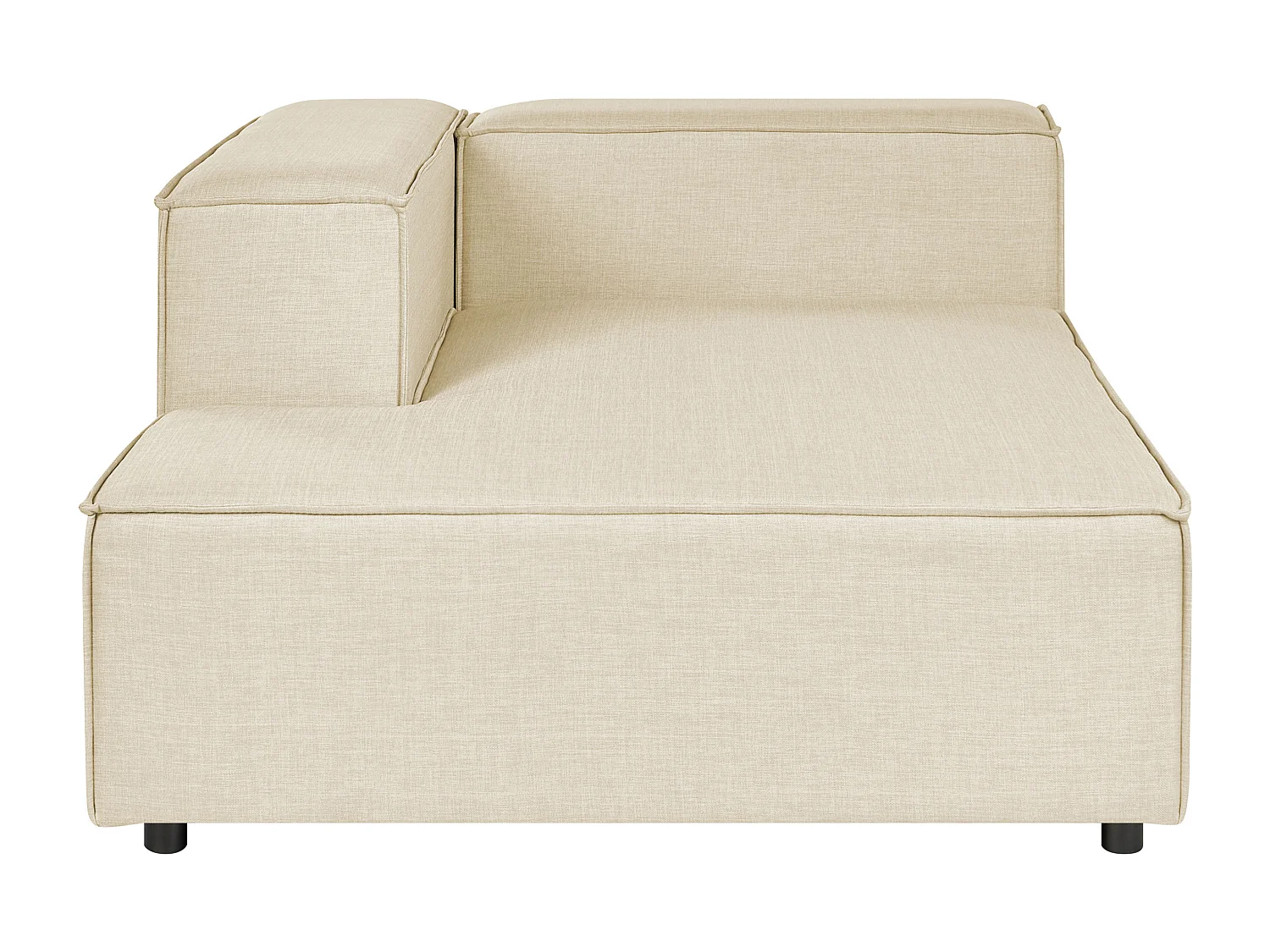Canapé d'angle modulable APRICA Lin synthétique Beige avec ottoman 3 places Côté droit