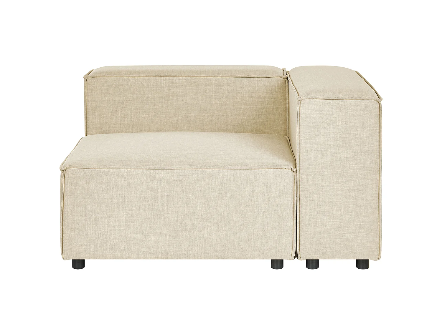 Modul Ecksofa APRICA Kunstleinen Beige mit Ottomane 3-Sitzer rechtsseitig