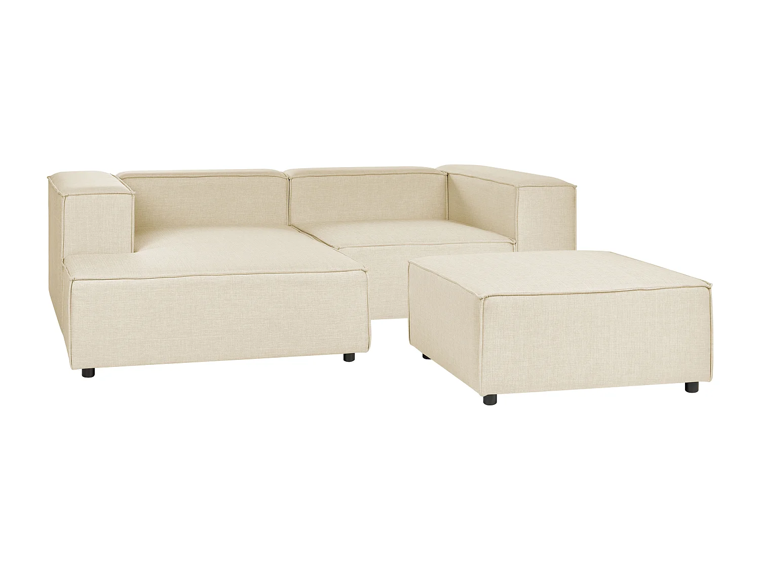 Modulaire hoekbank APRICA Kunstlinnen Beige Met ottomaan 2-zitter Rechterzijde