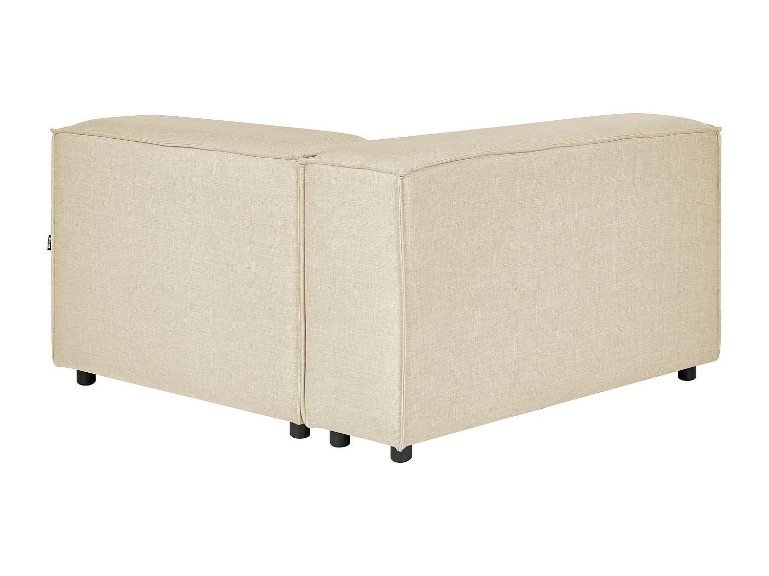 Canapé d'Angle à Droite Modulable avec 2 Places et Pouf en Lin Beige Aprica