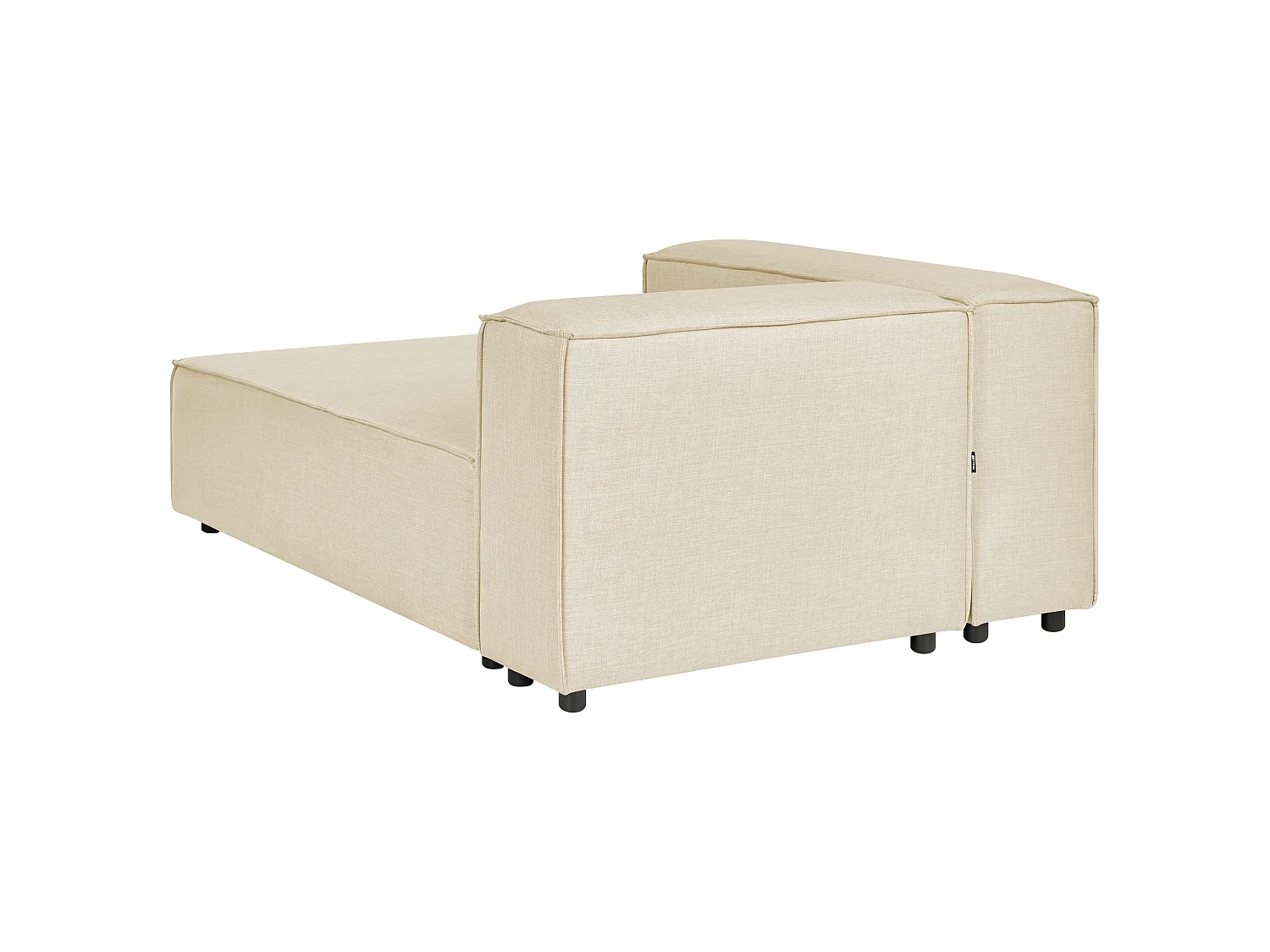 Canapé d'angle modulable APRICA Lin synthétique Beige avec ottoman 2 places Côté droit