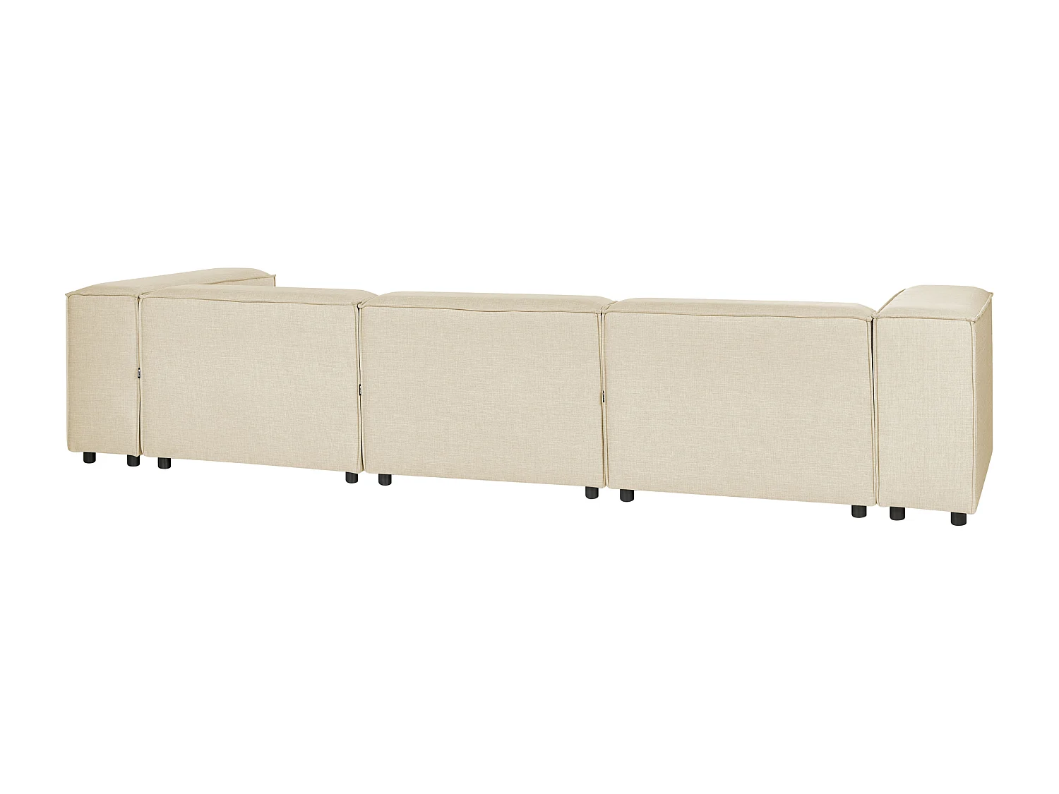 Canapé d'Angle Moderne Côté droite 3 Places Modulable en Lin Beige Aprica