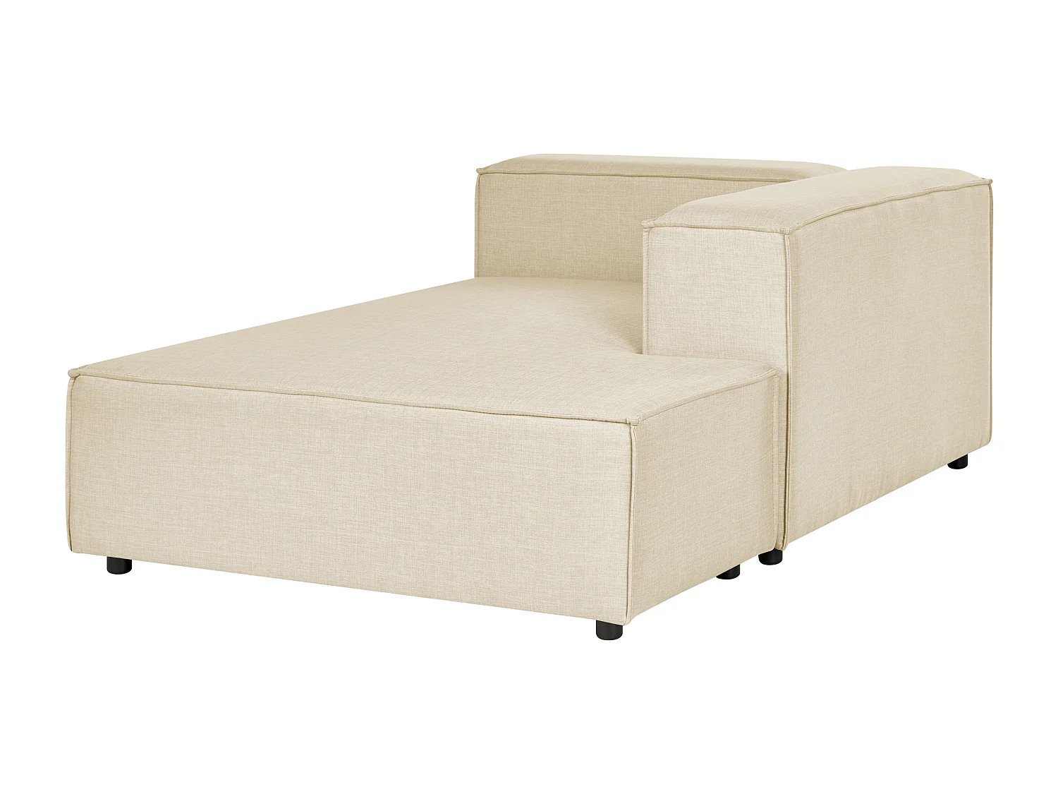Canapé d'Angle Moderne Côté droite 3 Places Modulable en Lin Beige Aprica
