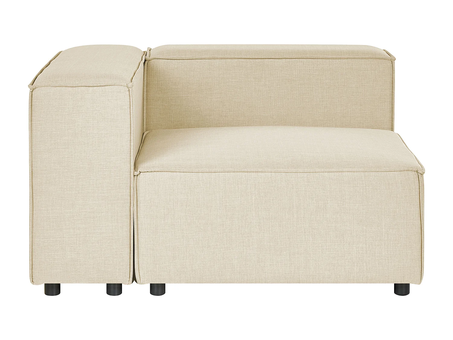 Canapé d'Angle Moderne Côté droite 3 Places Modulable en Lin Beige Aprica