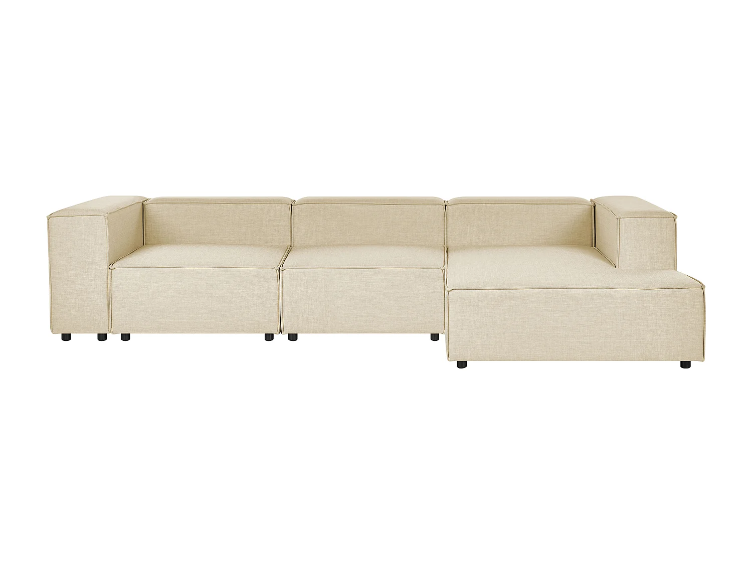 Sofá de canto modular APRICA Linho sintético Creme 3 lugares à esquerda