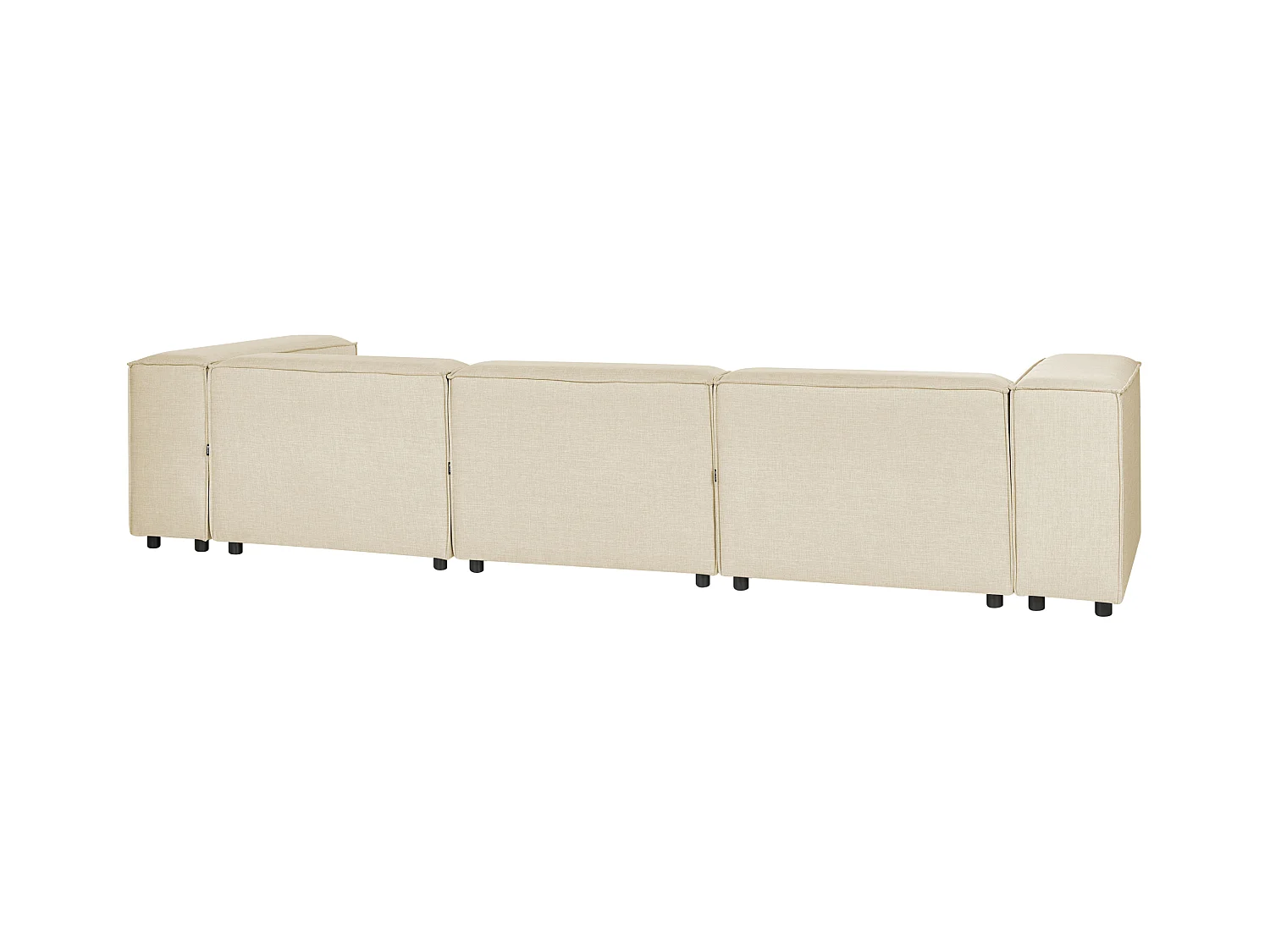 Modul-Ecksofa Leinen beige 3-Sitzer Sofa mit Chaiselongue rechtsseitig Aprica