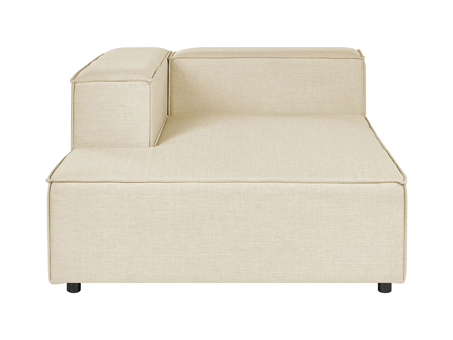 Modul-Ecksofa Leinen beige 3-Sitzer Sofa mit Chaiselongue rechtsseitig Aprica